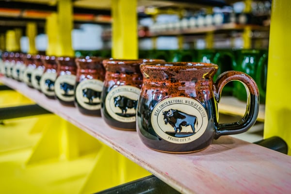 Sunset Hill Stoneware mugs in a leading line