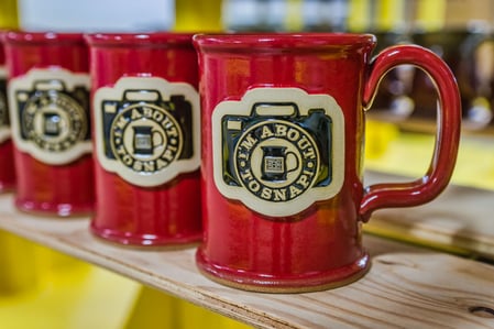 Straight Shot stoneware mugs in Red